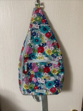 Vera Bradley Floral Sling Backpack in Blue, Pink, Green, Yellow